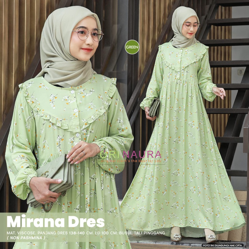 mirana dres gamis motif viscose original orinaura