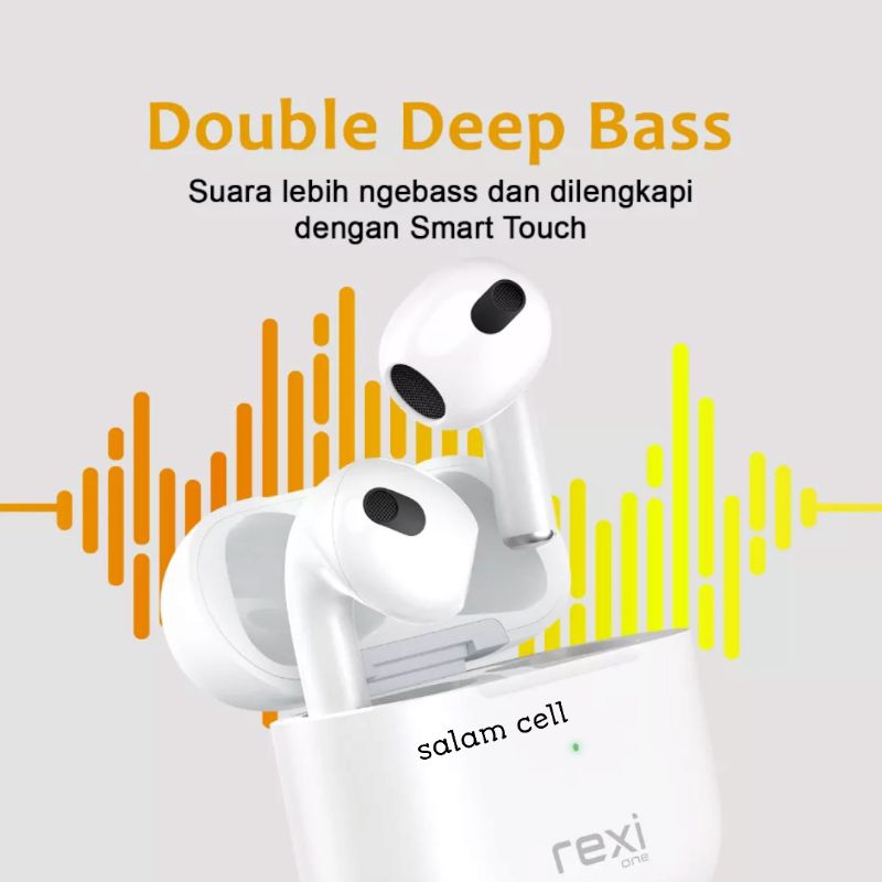 Headset Bluetooth TWS REXI WA03 PRO Double Deep Bass Hd stereo Original