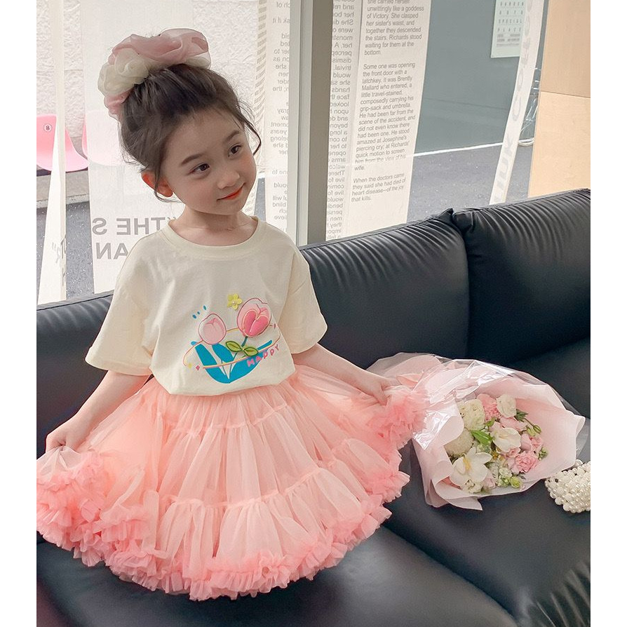 Rok Ballerina Perempuan Motif Pita Pink