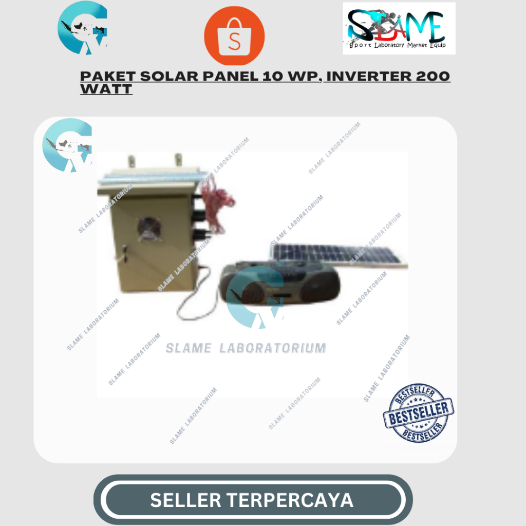 Paket Solar Panel 10 WP, Inverter 200 Watt