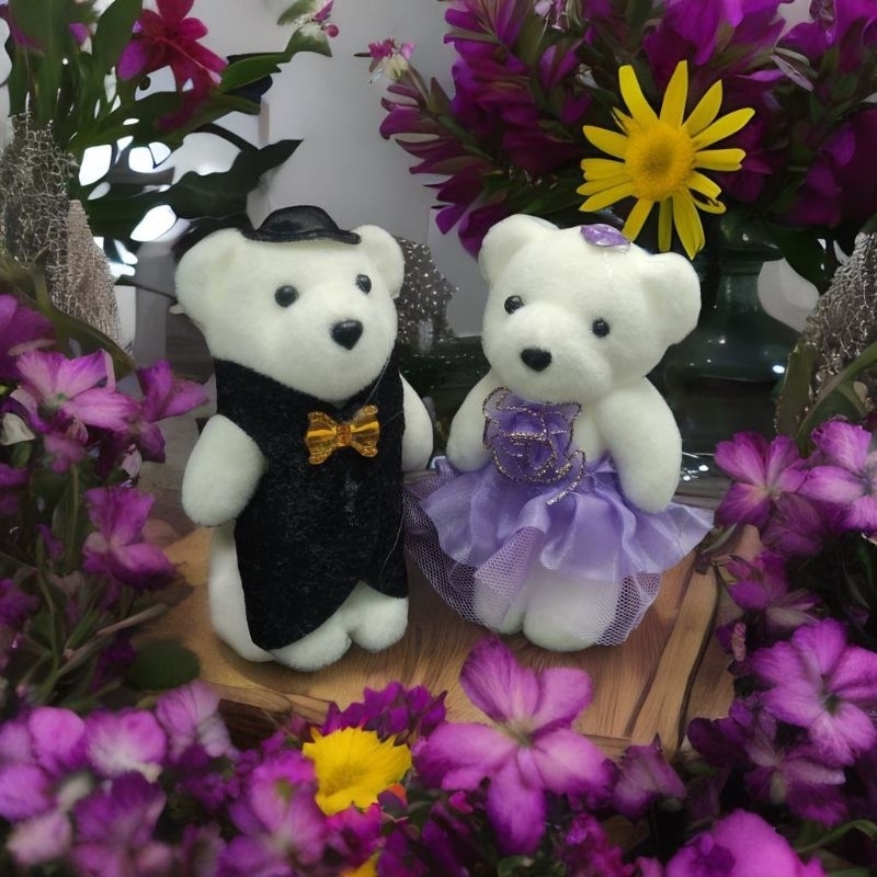 Boneka Beruang buket bunga/beruang diy bahan hiasan beruang sepasang hiasan mobil pengantin hiasan s