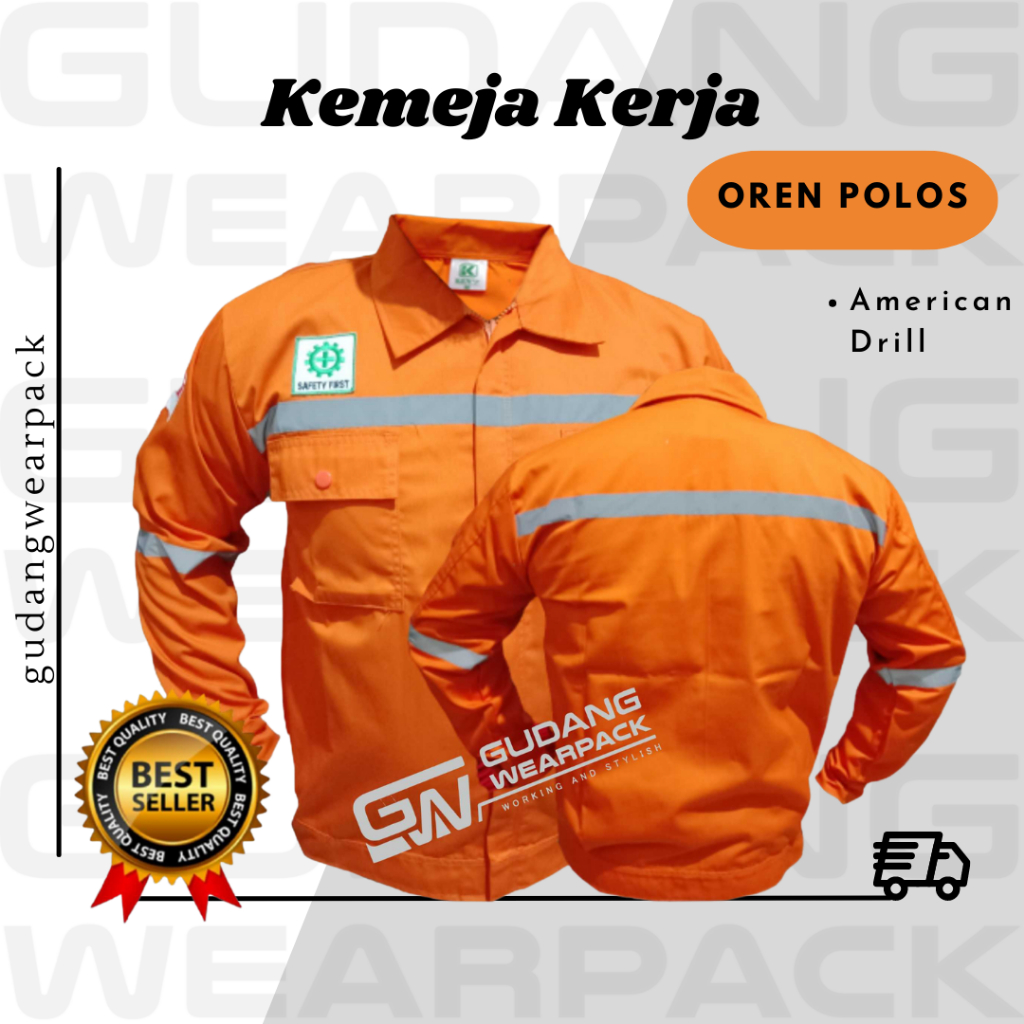 Gudang Wearpack - Baju Kerja Seragam Proyek Warna Oren Polos