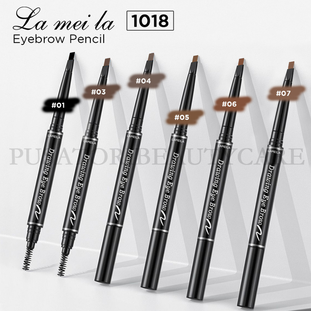 LAMEILA 1018 Eyebrow Pencil Waterproof Pinsil Alis Kepala Ganda