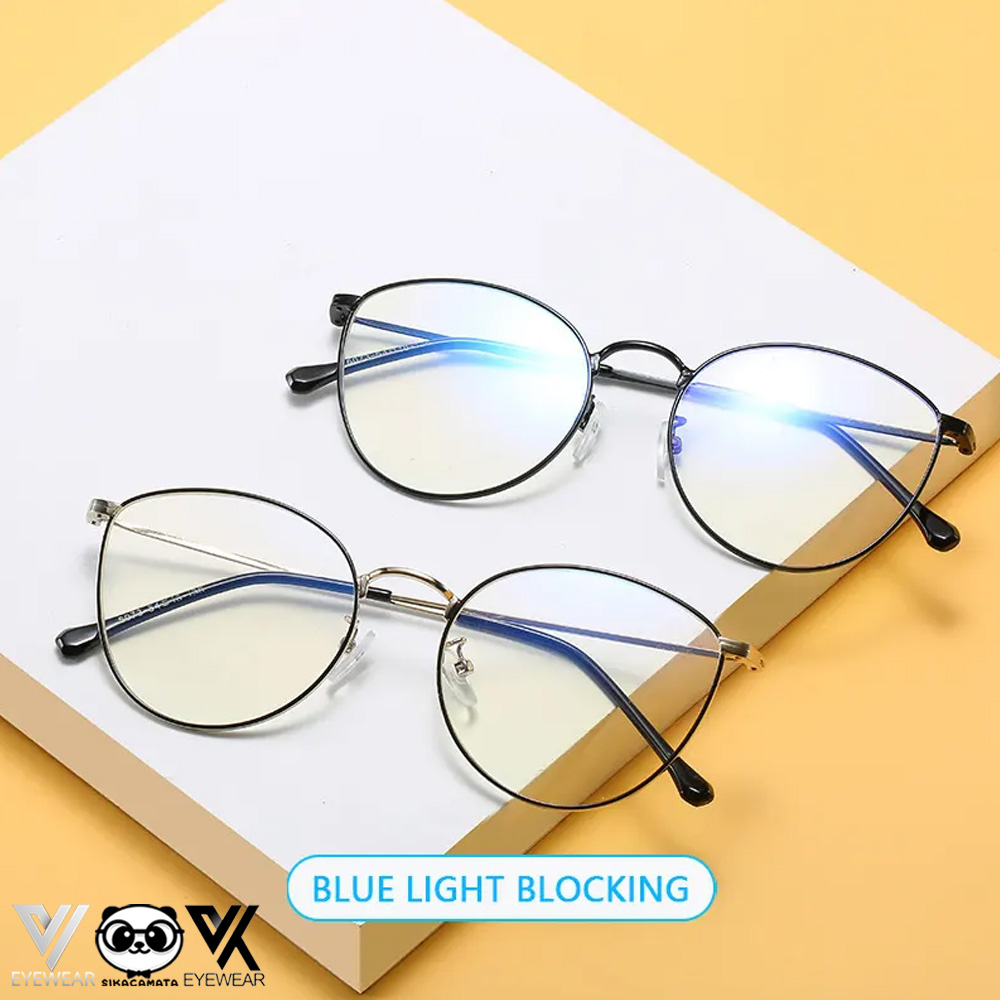 Kacamata Cat Eye 6073 MINUS ANTI RADIASI UV Hp, Laptop, Gadget -0.50 s/d -5.00 Blue Light Blocking Korea Fashion Untuk Wanita