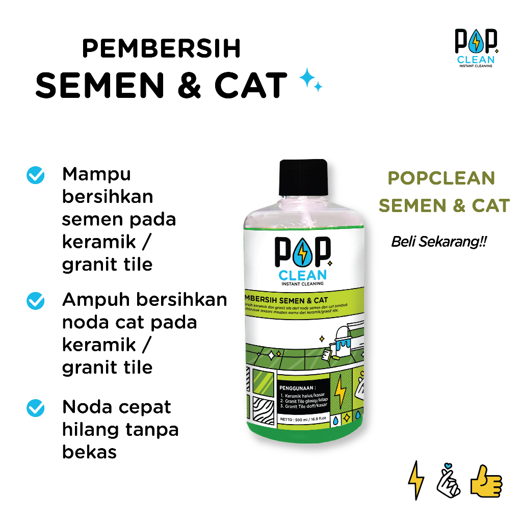 PEMBERSIH NODA SEMEN DAN CAT TEMBOK POPCLEAN