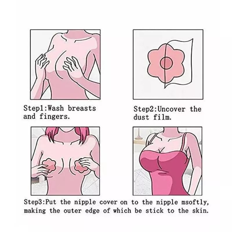 Nipple cover pad gepeng invisible breathable reusable push up penutup puting  bra tanpa tali tape sticker stiker cotton wanita remaja dewasa