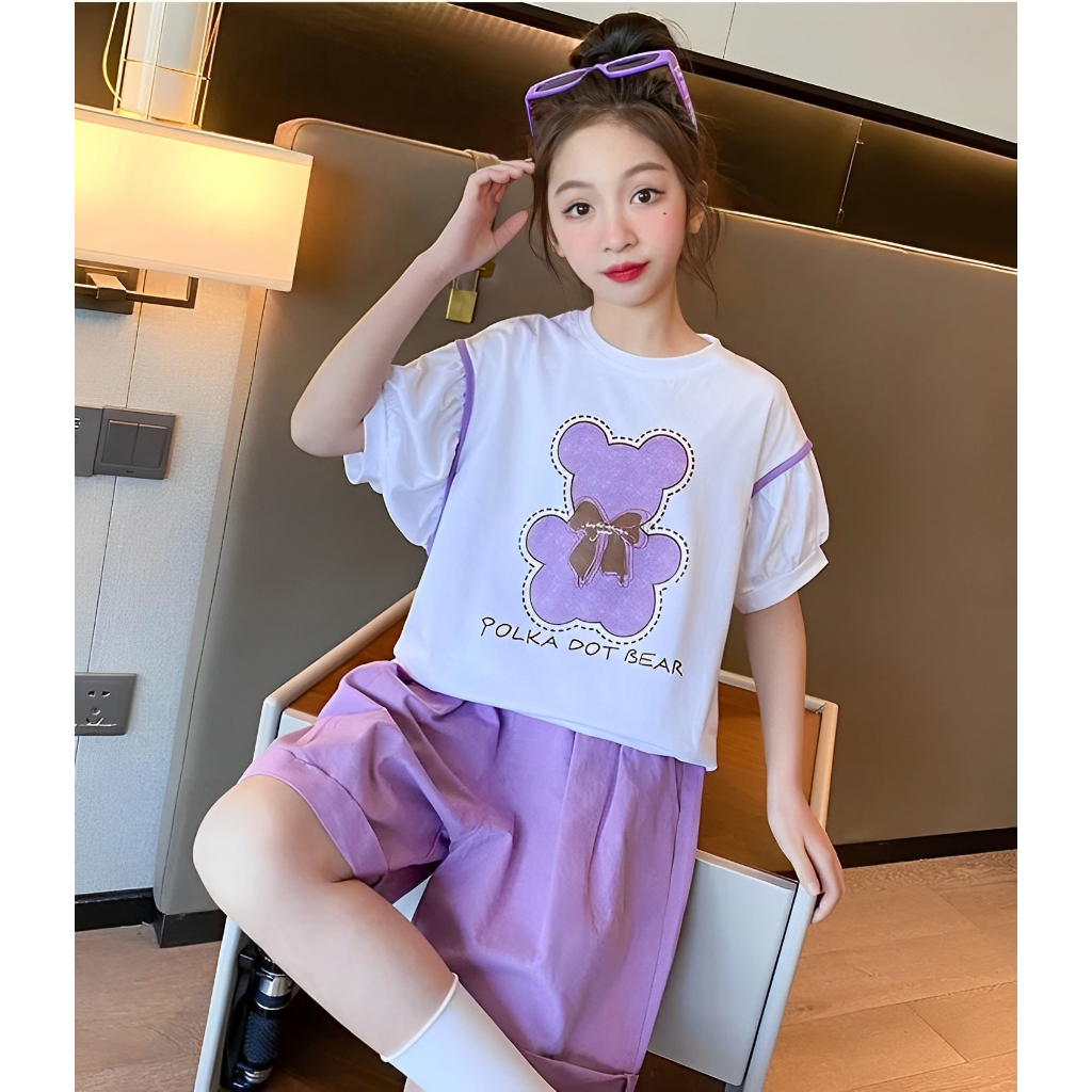 Baju anak perempuan Stelan Baju Anak panda Baju Anak Perempuan 1-5 Tahun Kaos Anak Stelan korea Baju Anak Cewek Terlaris 2023