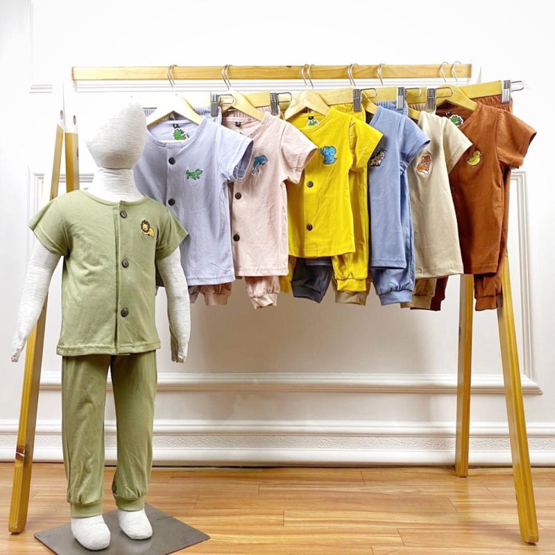 SET PAJAMAS BORDIR BUTTON SABLON by PINEAPPLE