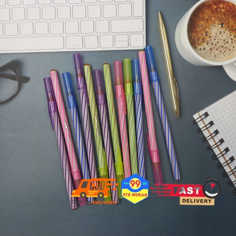 BOLPENKU 12 Pcs Gratis Ongkir/Pulpen Ulir/Pulpen Termurah