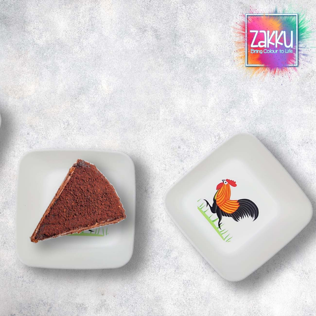 ZAKKU PIRING PLASTIK MINI/ PIRING SNACK MOTIF AYAM JAGO (NC030365)