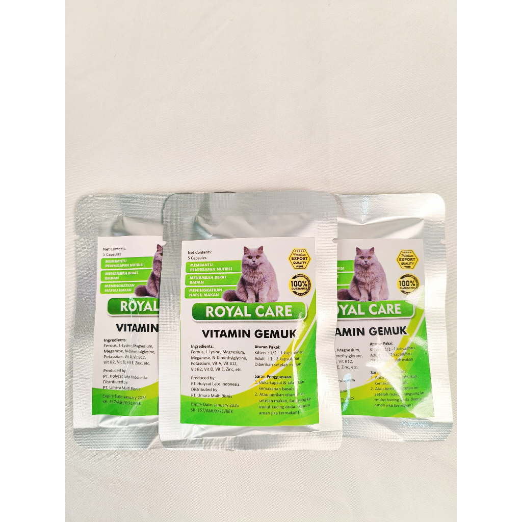 ROYAL CARE VITAMIN GEMUK Kucing jadi nafsu makan Sachet isi 5