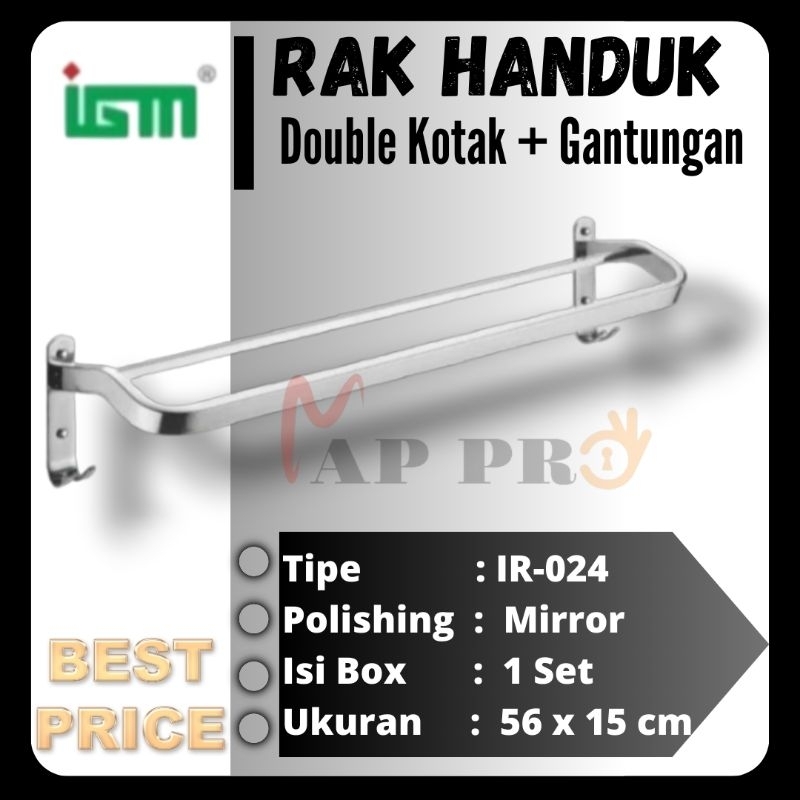 RAK HANDUK DOUBLE KOTAK + GANTUNGAN MULTIFUNGSI IGM IR-024