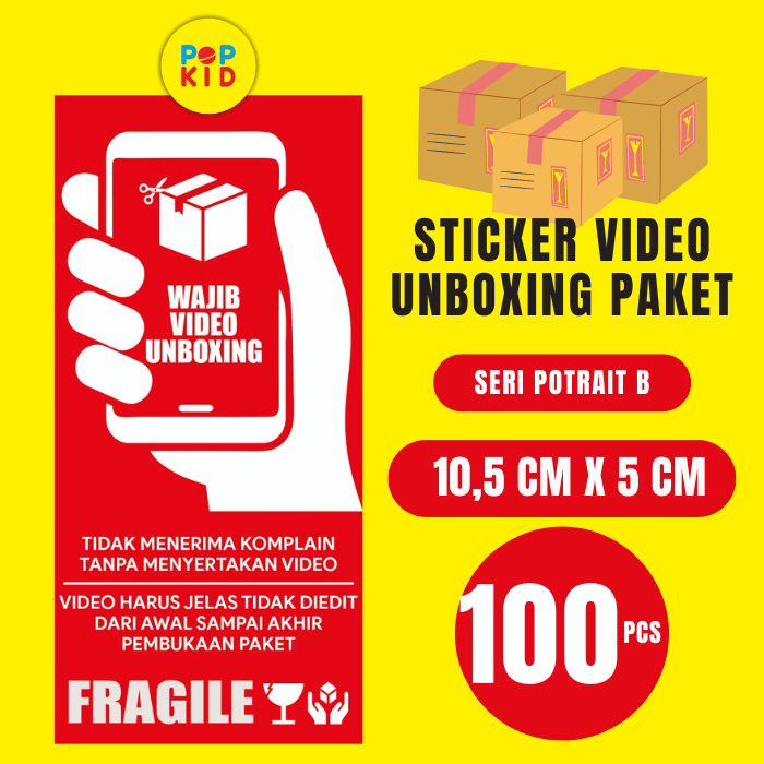 100 PCS - STICKER WAJIB VIDEO UNBOXING BEST SELLER UKURAN 10,5 X 5 CM