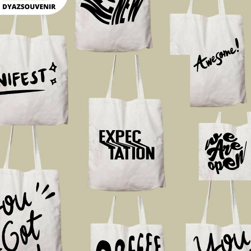 TAS TOTEBAG PREMIUM UNIK SABLON TULISAN BLACU POLOS PREMIUM ,TAS TOTEBAG WANITA DARI KAIN/ TOTEBAG K