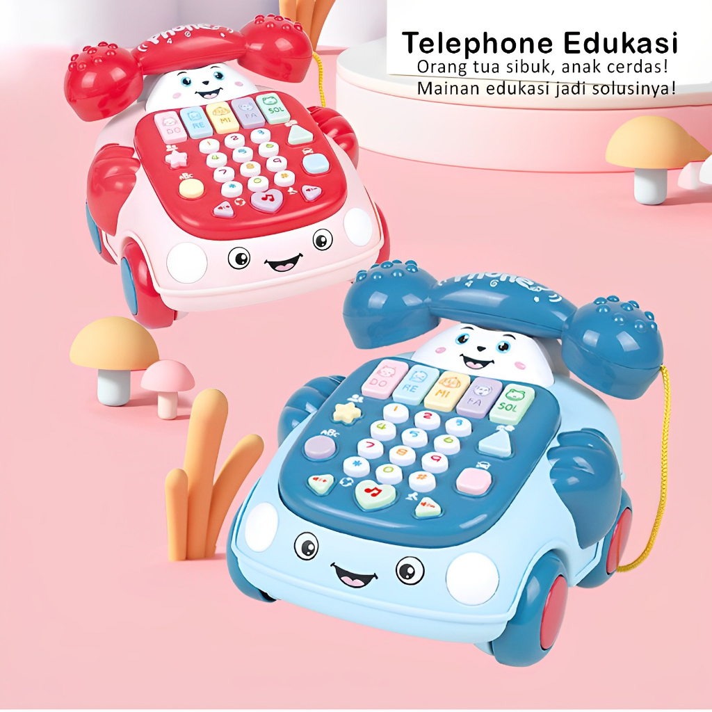 Car Phone Multifunctional Lamp &amp; Music | Mainan Telepon Anak Perempuan Lucu Mobil | Mainan Anak Cewek 2-3-4-5 Tahun