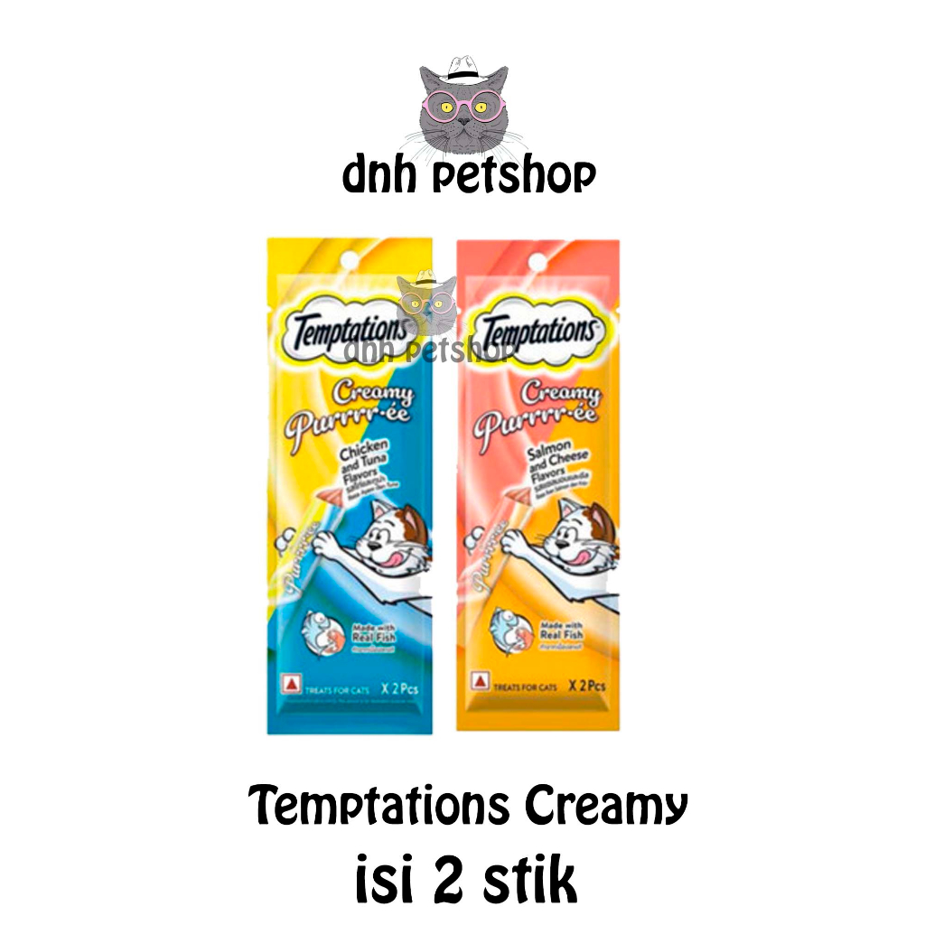 TEMPTATIONS CREAMY PURR'EE 24gram snack kucing basah ISI 2 PCS creamy