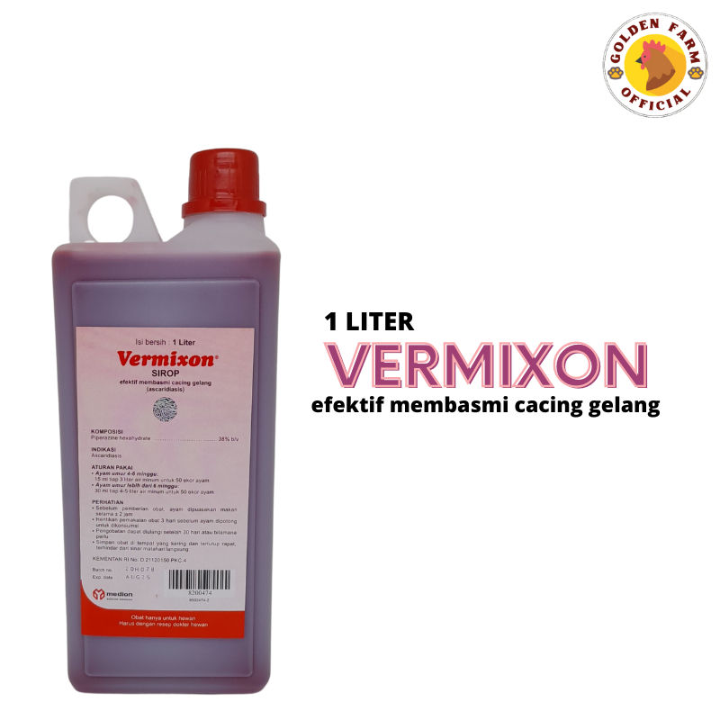 Vermixon Sirop 1 Liter / Obat Cacing Cair Unggas