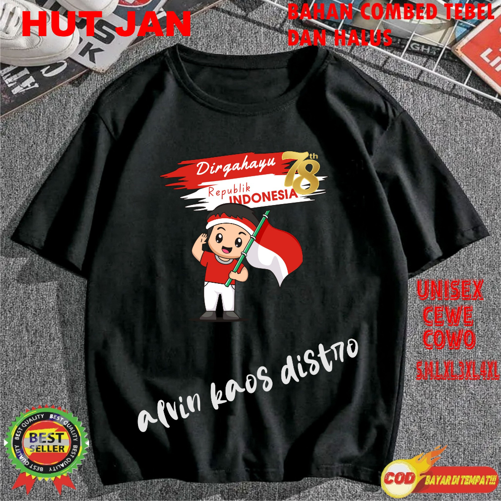 Beli 10 Pc Gratis 1 Pc Hut Jan Panjang RI 78 Kaos Terlaris 17 Agustus 1945 78 Kemerdekaan Indonesia Kaos Merah Putih Hitam Kaos Cewek Cowok X6