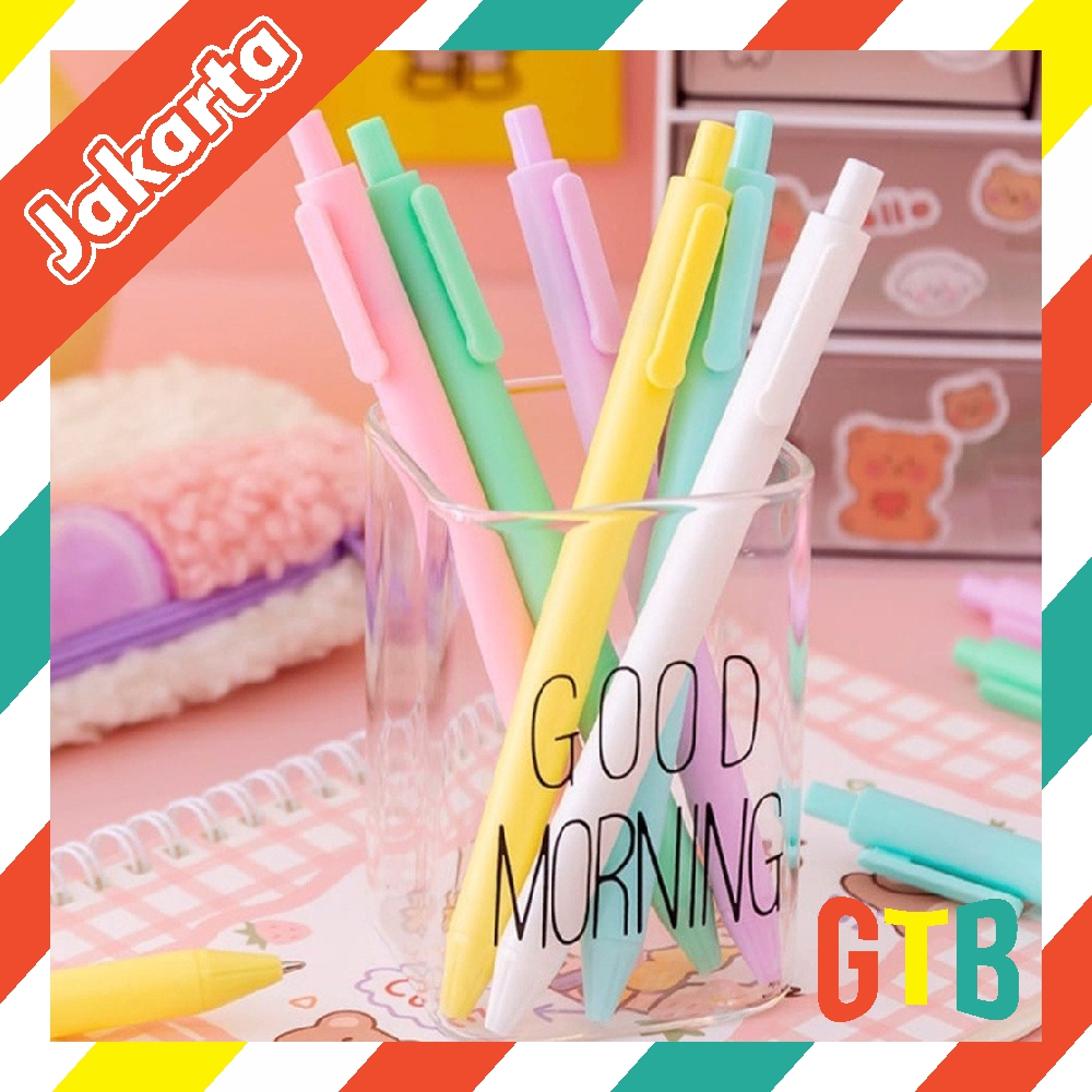 

❤️GTB❤️ Pena Cetekan Macaroon Pulpen Warna Pastel Tinta Hitam Alat Tulis Sekolah Kantor Pen Warna Warni Bolpoint Polos Murah S078