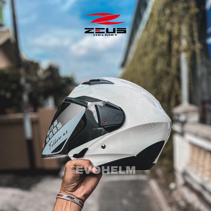 ZEUS ZS611 SOLID WHITE ORIGINAL HELM ZEUS 611 ZS 611 WHITE SOLID - HELM ZEUS 611 WHITE SOLID