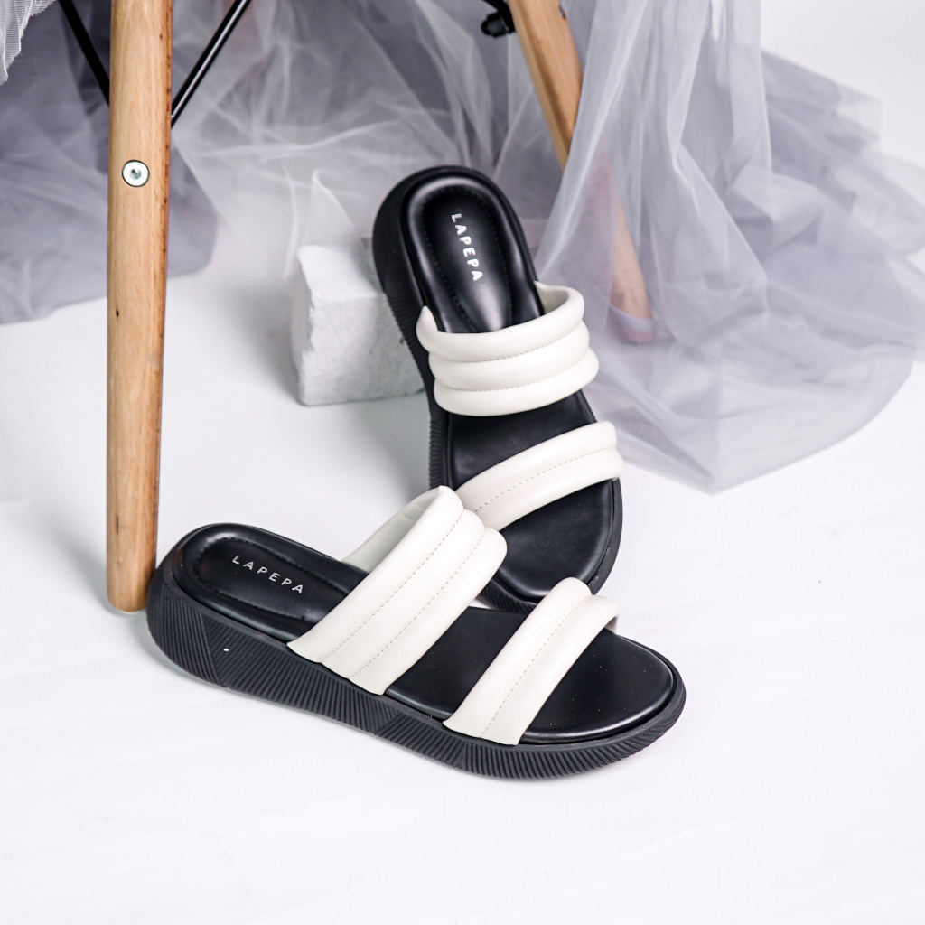 Adarastore - Lapepa ZOYA Sandal Wanita Casual Sendal Wedges Cewek Kekinian Model Ban Dua Tatakan Empuk