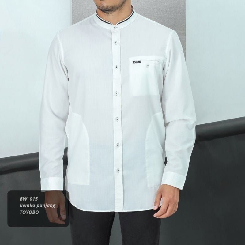 KOKO KURTA SAVIQ LENGAN PANJANG BAHAN TOYOBO WARNA PUTIH HITAM