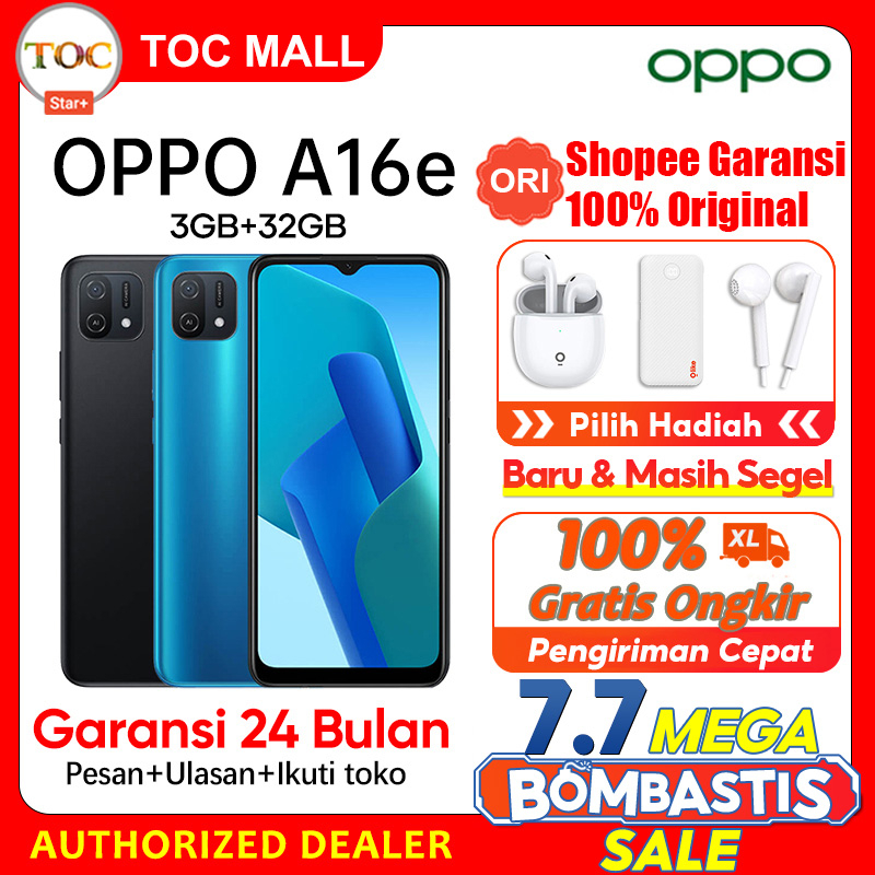 OPPO A16E / oppo a16k / OPPO A16 3/32G,4/64GB,Garansi Resmi 5000mAh, Kecepatan Penyegaran 60Hz, OPPO A16e 3GB + 32GB AI Face Unlock, Sensor Sidik Jari,Garansi Resmi HP OPPO A16 RAM 3/4GB ROM 32/64GB 100% Ori Bisa COD Cicilan Kredit Gratis Ongkir