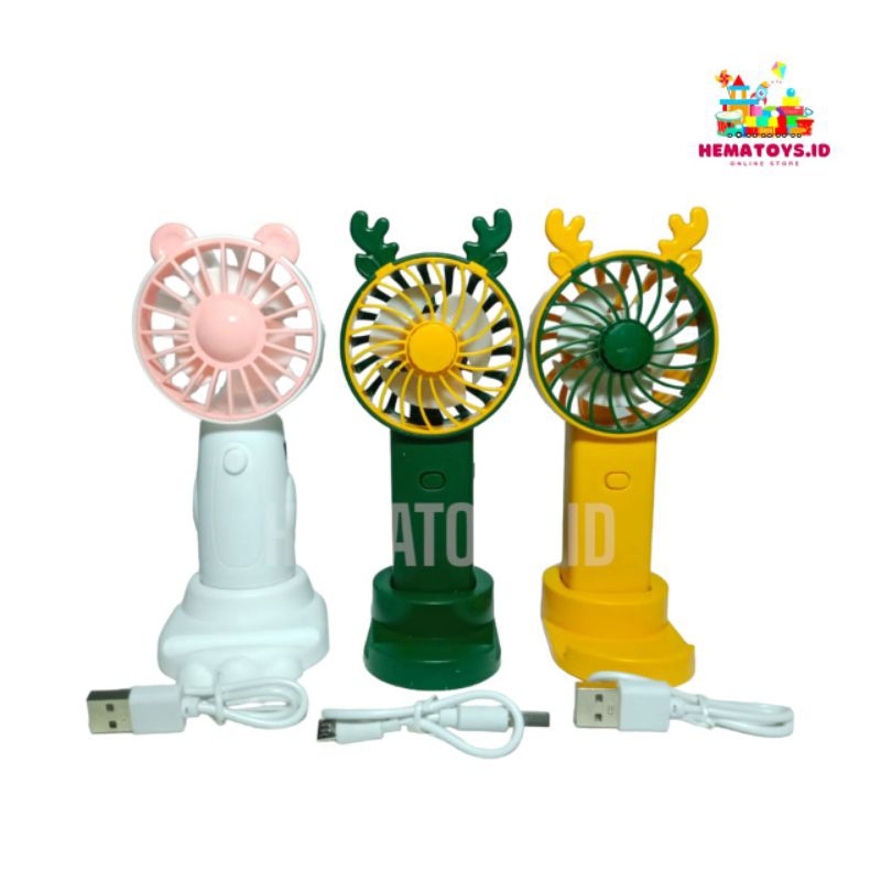 Kipas Angin Mini / Kipas Tangan Baterai Cas / Mini Fan Batere Charger Mainan Anak