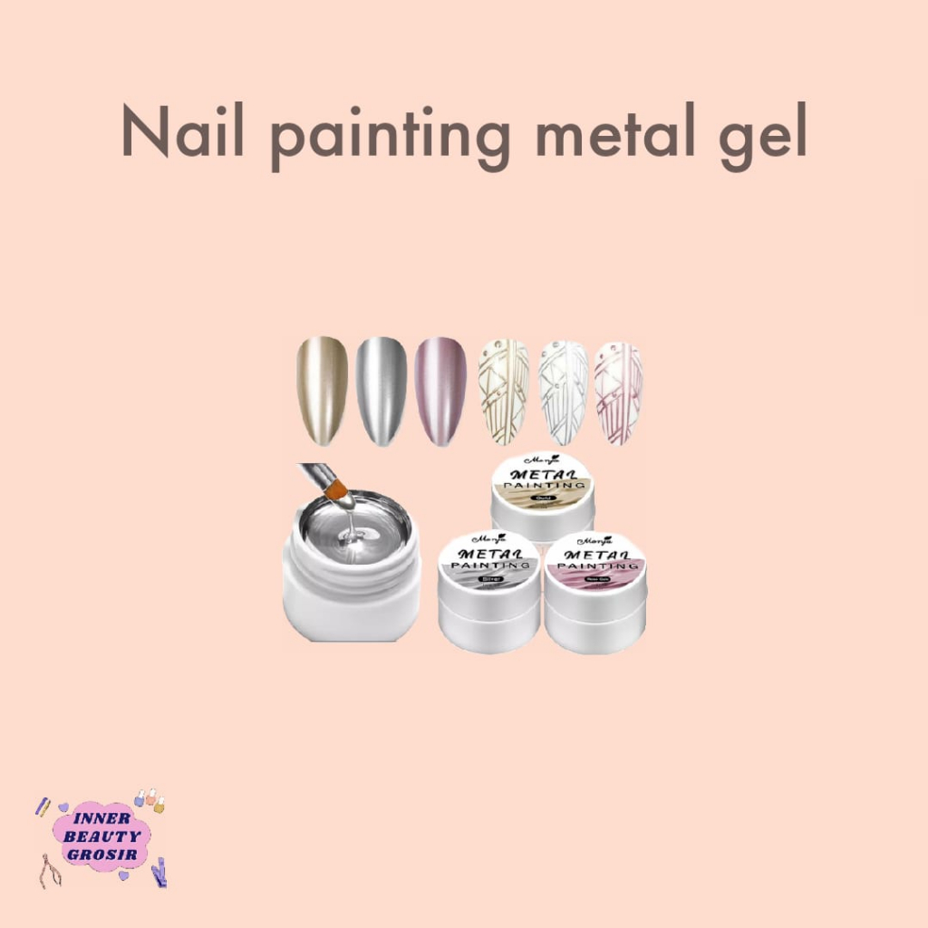 Nail painting metal gel / painting gel metal / painting gel chrome monja