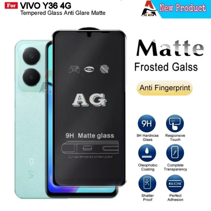 VIVO Y35 Y36 Y22 Y22S ANTI GORES TEMPER GLASS MATTE ANTI MINYAK FROSTED SCREEN PROTECTOR KACA MATTE