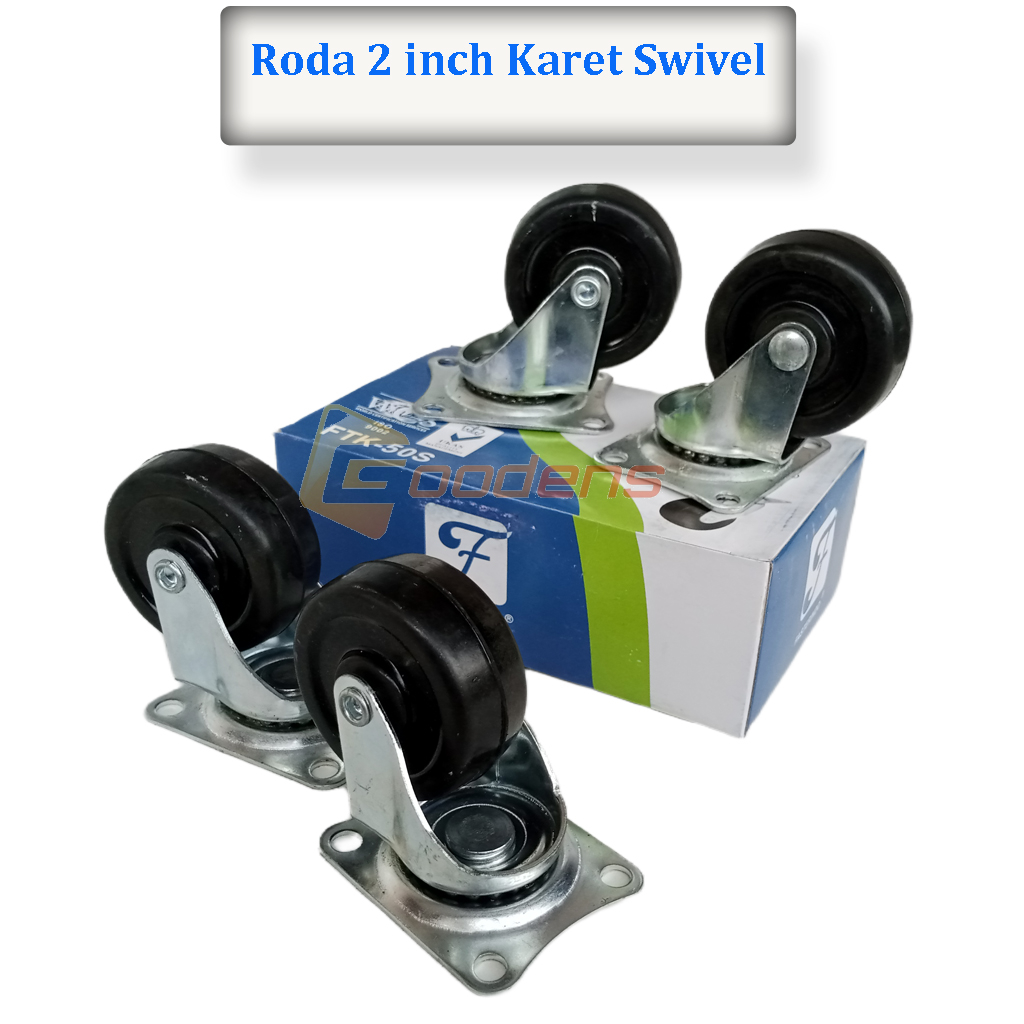 Roda Karet 2 Inch Hidup Roda Caster Roda Gepeng