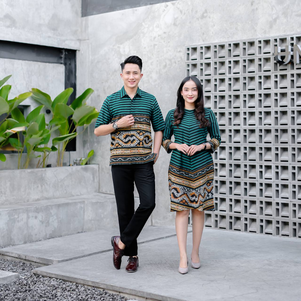 Benang Raja Batik Coupe Pria Wanita Tenun Blangket Motif Lurik Hijau