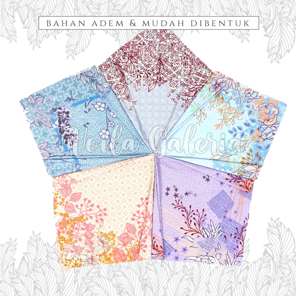 Hijab Segiempat Motif Premium Square - Kerudung Jilbab Voal Oleh Oleh Haji Umroh