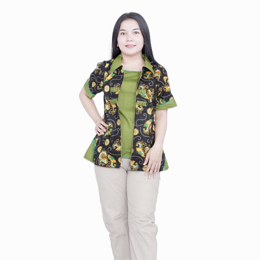 Blouse Big Size Wanita Atasan Batik Lengkap S-M-L-XL-2L-3L-4L-5L-6L-7L Model Blus Jumbo Seragam Batik / Atasan Formal Kantor Wanita / Pakaian Batik Bahan Katun Super Bigsize / Pakaian Kerja Jumbo Wanita Kekinian LD 140 / Putri Nasya