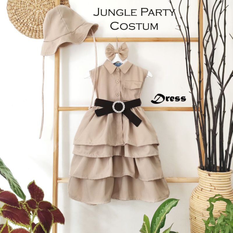 Dress Jungle/Dress Zoo/Dress Safari/Dress Tema Kebun Binatang/Kostum Safari Cewek/Kostum Zoo