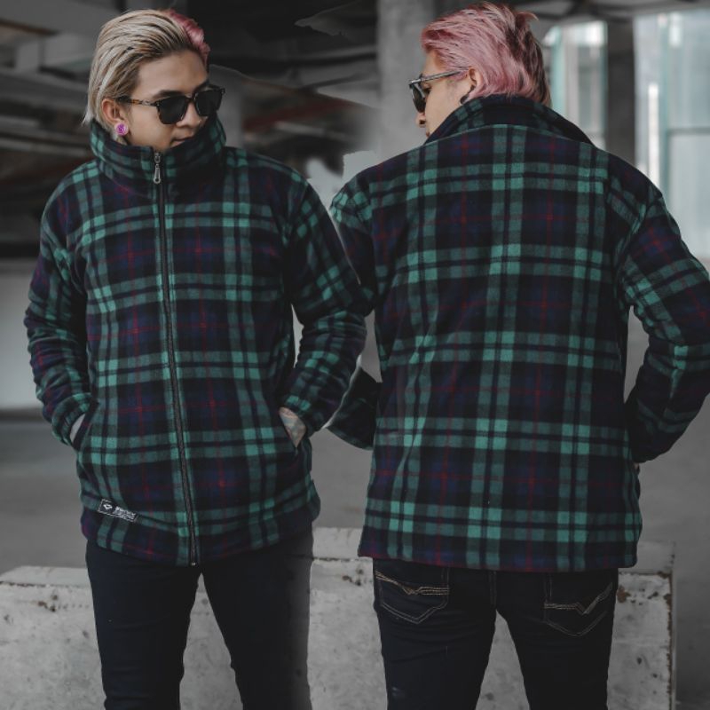 KMO Jaket Pria Wanita Flaid Ketlar Tebal / Jaket Kemeja Flannel Tebal Musim Dingin