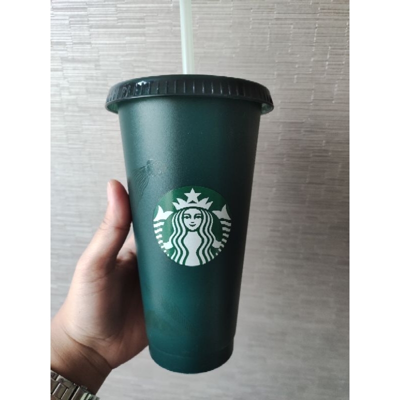 Starbucks reusable cold cup Green 2021 (Preloved)