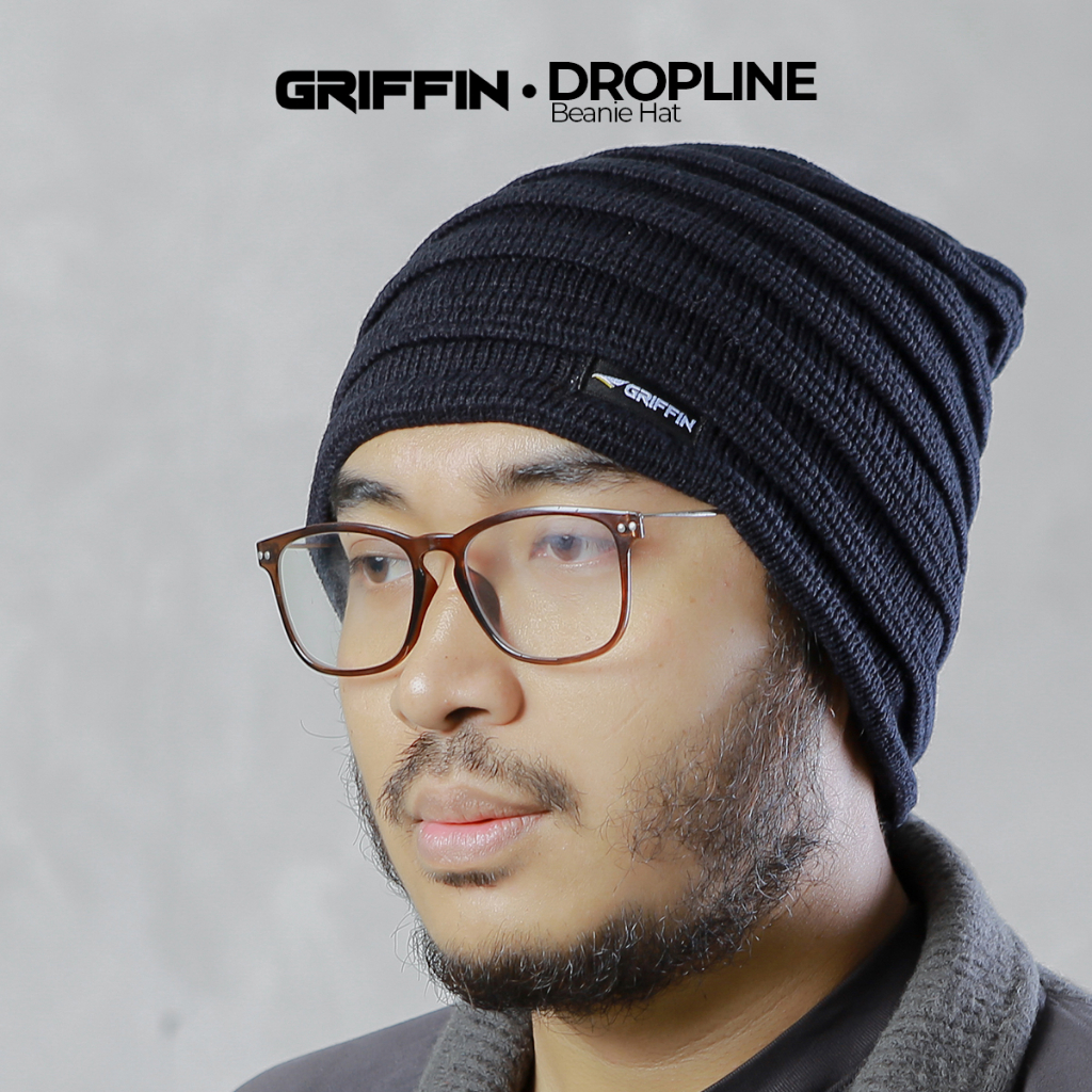 Kupluk Pria Beanie Hat Dewasa Rajut Tebal Motif Garis Keren Dropline