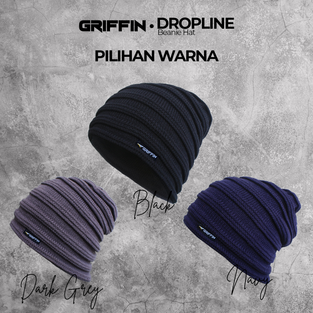 Kupluk Pria Beanie Hat Dewasa Rajut Tebal Motif Garis Keren Dropline