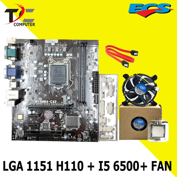 Paket Mobo H110 LGA 1151 DDR4 Plus Processor I5 6500 FAN