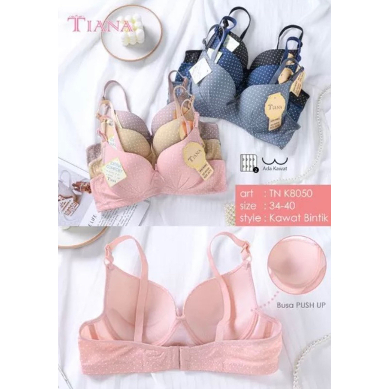 BH Tiana Bintik K8050/ K235  / Uk 34-40 Cup A / Bra Kawat / Kait 2