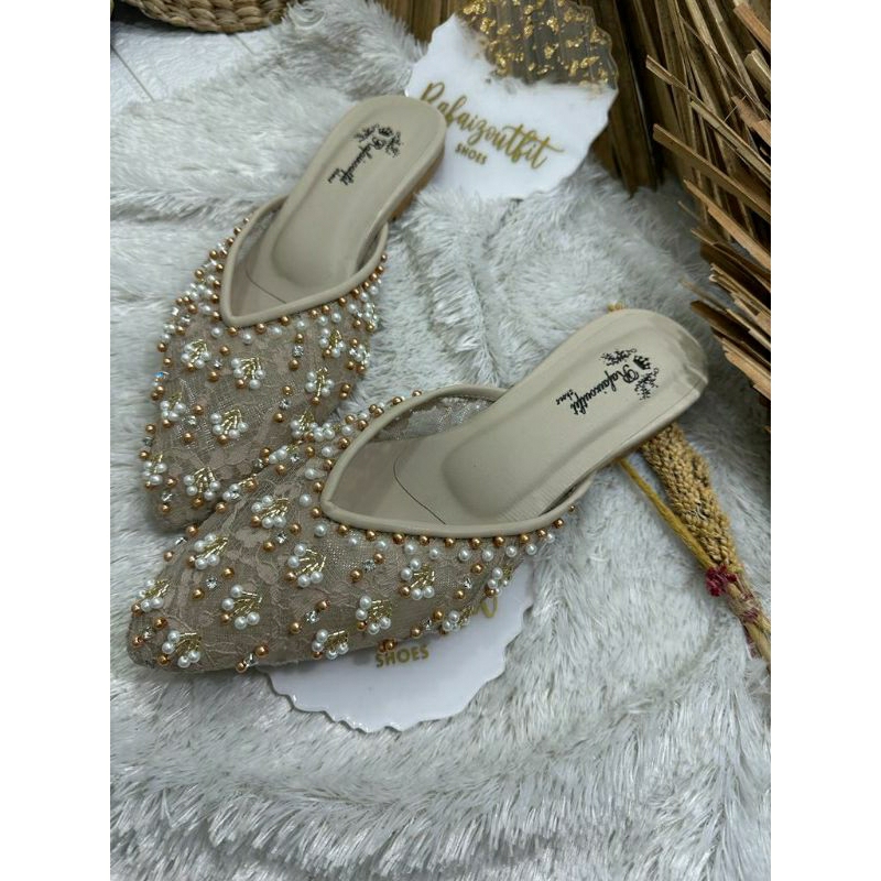 Flatshoes Wedding cantik marisa Cream mix gold