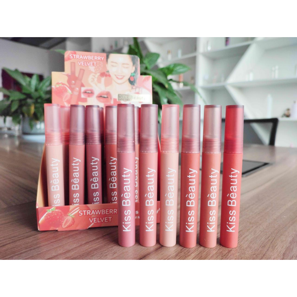 ( PER BOX ) LIPCRAM KISS BEAUTY STRAWBERRY VELVET  /Lipstick Peiyen Matte Karakter/Liptint Peiyen Mini  Sasimi