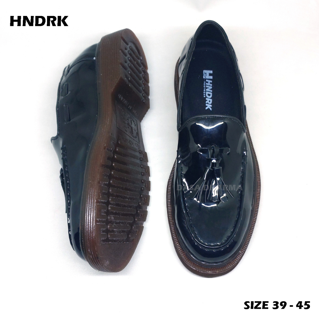 HNDRK Sepatu Formal Pantofel Pria Casual Loafers Hitam Pita Kerja Kantor Kuliah Fashion Original Kulit Asli Luck