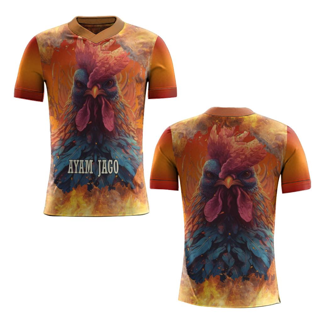 T-shirt pria baju polo jersey ayam jago anak/dewasa Fullprint 3D terbaru 2023
