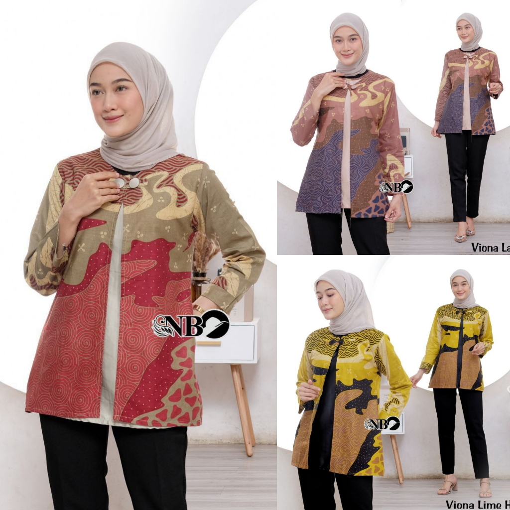 Baju Batik Wanita Modern Atasan Blouse Batik Kerja Kantor Wanita