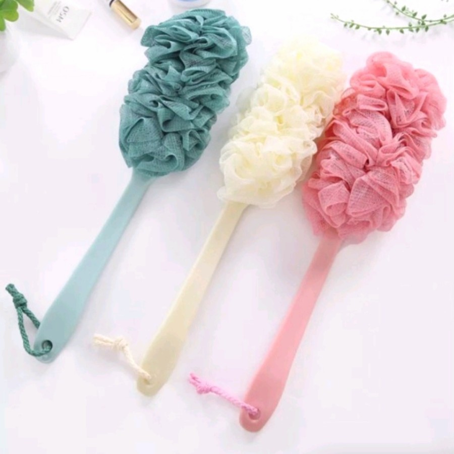 SIKAT MANDI PUNGGUNG SHOWER SCRUB PUFF GAGANG PANJANG / SPONS SCRUB BRUSH