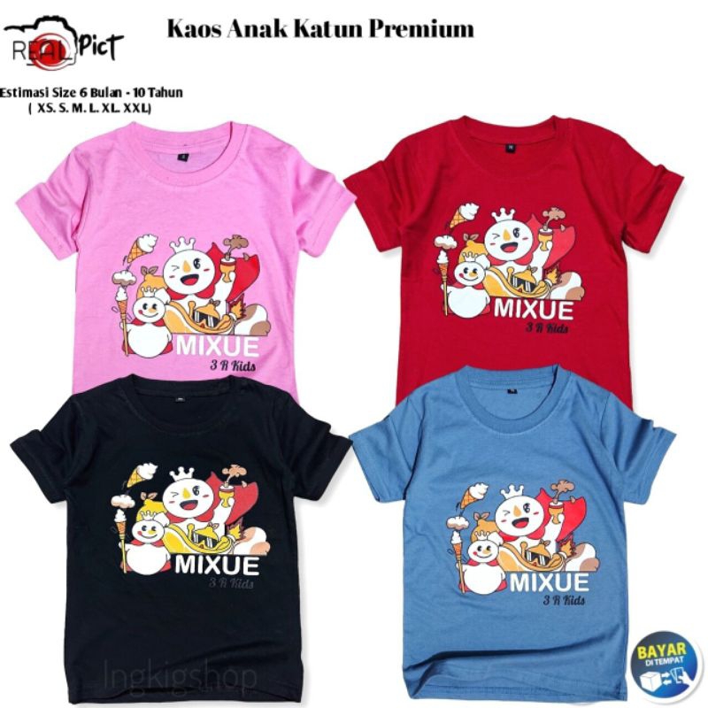 Kaoa Anak Mixue Baju Anak Mixue Atasan Anak Mixue umur 1 sampai 12 tahun