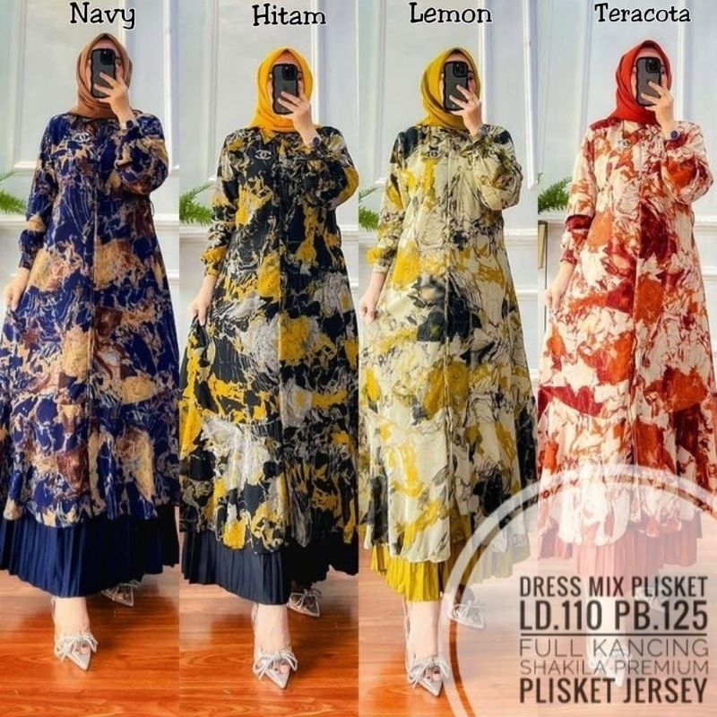 NEW ARUMI SET TERLARIS DRESS MIX PLISKET VIRAL DRESS KANCING BUSUI SETELAN DRESS KEKINIAN