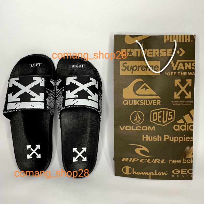 sandal sendal slop selop pria Off White Grafiti terbaru model kekinian nyaman di pakai